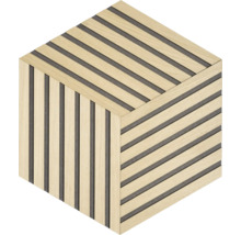 Würfel aus Holzpaneelen zur Wandgestaltung