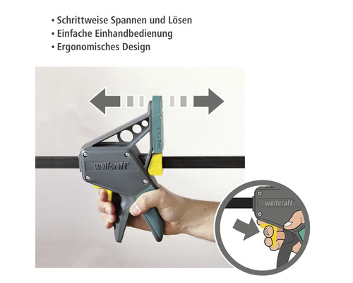 Wolfcraft Einhandzwinge im Einsatz