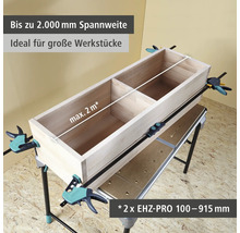 Werkstück mit Werkbank und Schraubzwingen bis zu 2000 mm Spannweite
