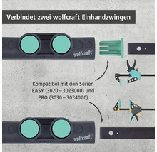 Wolfcraft Einhandzwingenverbinder zur Verbindung von zwei Einhandzwingen der Serien EASY und PRO