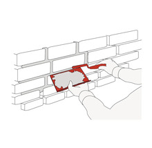 Illustration: Fugen einer Ziegelwand werden mit einem Fugenbrett gefüllt