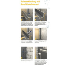 Anleitung zur Rohrverkleidung mit Winkelelementen in sechs Schritten.