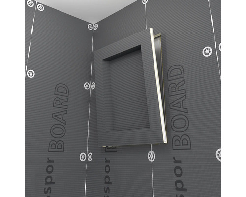 Eckansicht von Duschwandelementen mit integrierter Nische