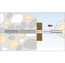 Illustration einer Dübelmontage in einer Steinwand