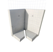 Winkelstütze für Eckausbildung zweiteilig Sichtbeton grau 100 x 12 x 130 cm Fußtiefe = 70 cm
