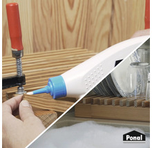 Darstellung von Holzleim bei Reparaturarbeiten und zum Verkleben von Geschirr