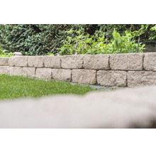 Garten mit einer Mauer aus Natursteinen und Bewuchs