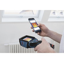 Bosch Professional Thermodetektor verbunden mit einem Smartphone für Temperaturmessungen