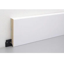 Weiß lackierte Holzsockelleiste mit Befestigungsclip