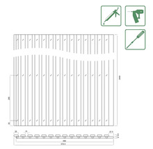 Technische Zeichnung einer Sichtschutzwand mit Maßangaben
