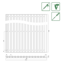 Technische Zeichnung einer Sichtschutzwand mit Maßangaben
