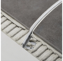 Fliesenschiene aus Metall zwischen zwei Fliesen