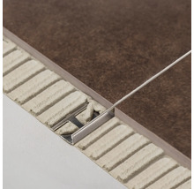 Fliesenprofil aus Metall zwischen zwei Fliesen