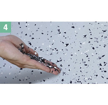 Auftragen von Dekorationschips auf einen Bodenbelag