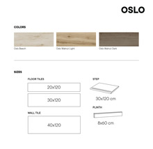 "Oslo Fliesenfarben und -größen: Buche, Walnuss hell, Walnuss dunkel