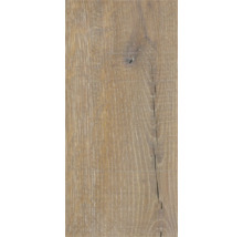 Detailansicht einer Holzdiele mit Maserung und Astloch