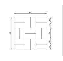 Verlegemuster für Pflastersteine mit Maßangaben.