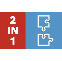 2 in 1 Symbol für Kombinationsprodukte