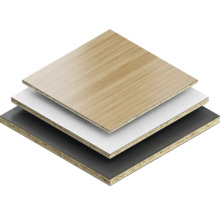 Drei Spanplatten in Holzoptik, Weiss und Schwarz