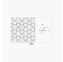 Fliesenmuster mit geometrischem Design und Maßangaben