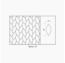Muster Flame 18 mit Maßangaben für Länge und Breite