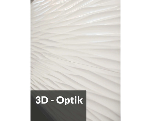 Wandfliese Dune Snow weiß 3D glänzend 30x90 cm rektifiziert