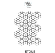 Grafische Darstellung eines Pflastersteins Etoile mit Maßangaben