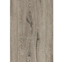 Detailaufnahme von Laminatboden mit Holzoptik und Astlöchern.