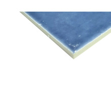 Detailaufnahme einer einzelnen, blauen Keramikfliese