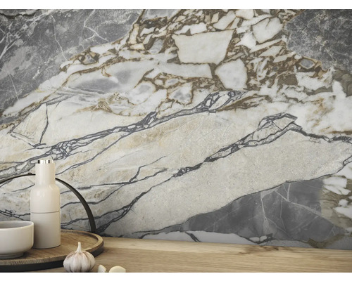 Feinsteinzeug Wand- und Bodenfliese Wandfliese Gravel Stone 60 cm x 120 cm x 0,9 cm matt tiefenstruktur rektifiziert