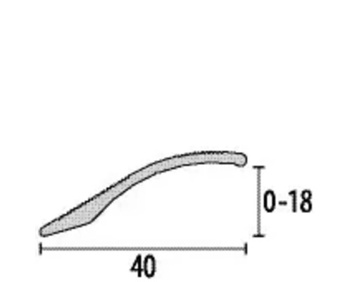 Zeichnung eines Profils mit Abmessungen 40 x 0-18 mm.