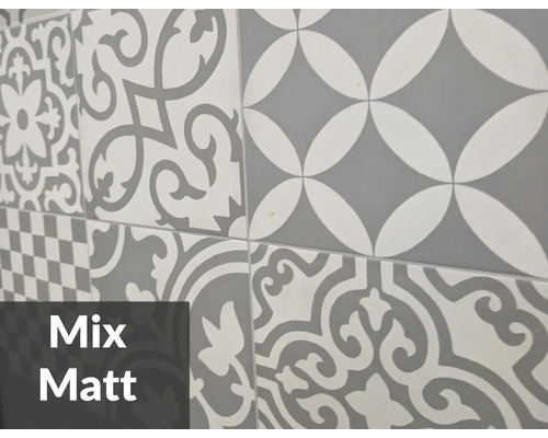 Produktbild 2 (groß) Nahaufnahme von matten Fliesen mit verschiedenen Mustern