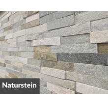 Natursteinwandverkleidung mit horizontalen Steinelementen