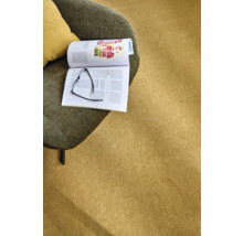 Szene mit Teppich, Sessel, Kissen, Zeitschrift und Brille