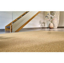 Teppich im Wohnbereich vor Treppe und Dekoration