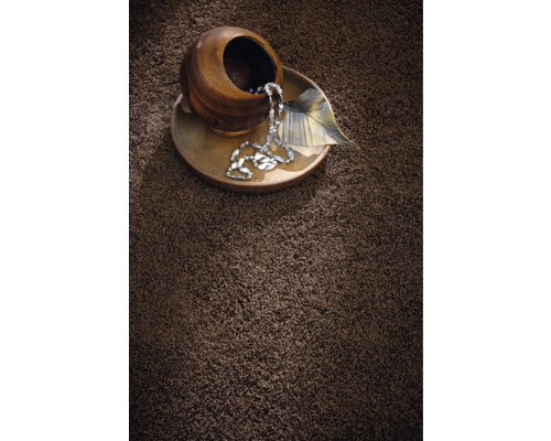 Detailansicht eines braunen Teppichs mit Dekoration