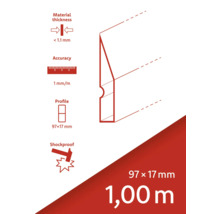 Technische Zeichnung eines Zierprofils mit Materialstärke, Genauigkeit, Profil und Schlagfestigkeit