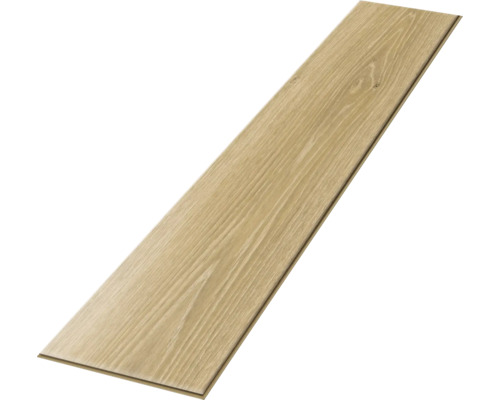 Einzelne Bodenplanke mit Holzmaserung in Eichenoptik.