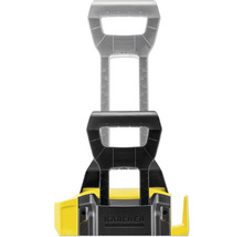 Höhenverstellbarer Kärcher Teleskopgriff aus schwarzem und gelbem Kunststoff in eingefahrener und ausgefahrener Position.