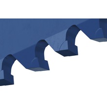 Detailansicht eines blauen Zahnriemens.