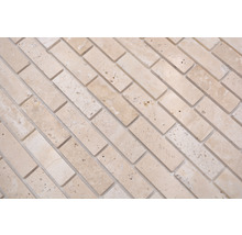 Nahaufnahme von Naturstein Mosaikfliesen im Backsteinmuster