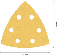 Dreieckiges Schleifpapier mit sechs Löchern, 93 Millimeter