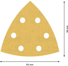 Dreieckiges Schleifpapier mit sechs Löchern, 93 mm