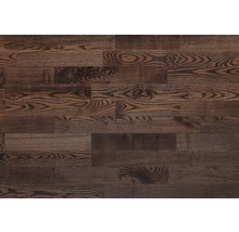 Nahaufnahme eines dunklen Holzfußbodens.