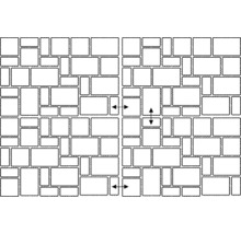 Illustration eines Pflasterverbandes mit unterschiedlichen Rechteckformaten