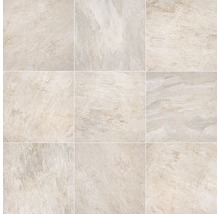 Neun helle Bodenfliesen mit Steinstruktur
