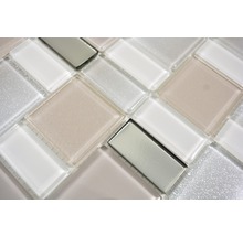 Mosaikfliese aus Glas mit quadratischen und rechteckigen Elementen