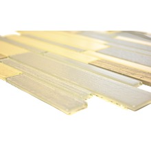 Mosaikfliese aus Glas und Holz