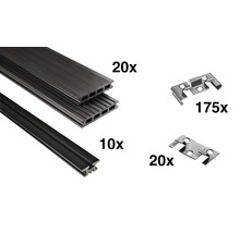 Terrassendielen-Set bestehend aus Terrassendielen und Befestigungsclips