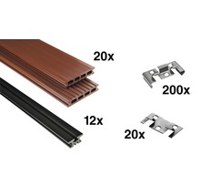 Terrassendielen Set mit Unterkonstruktion und Befestigungsclips